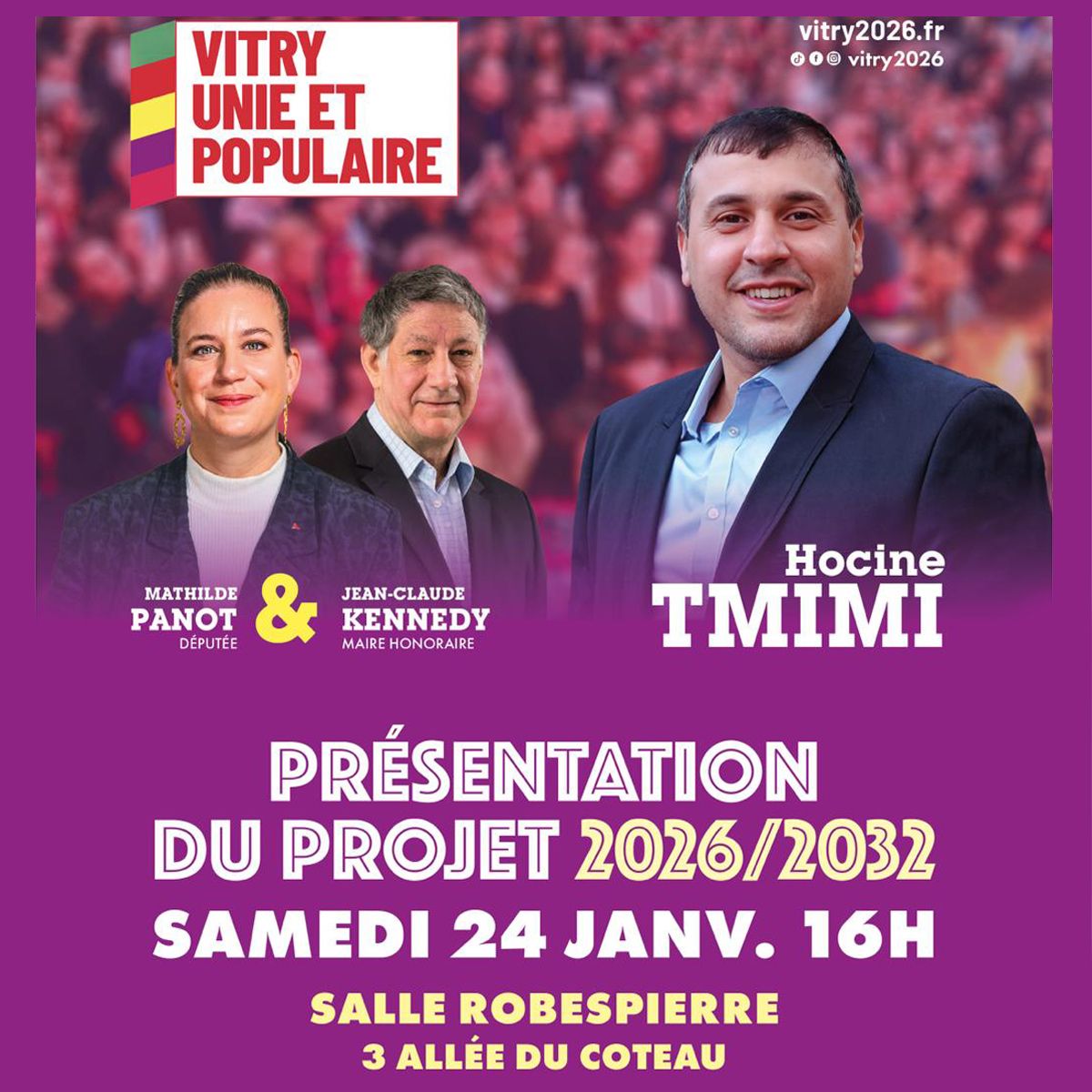 Présentation du programme 2026-2032 de la liste Vitry unie et populaire menée par Hocine Tmimi